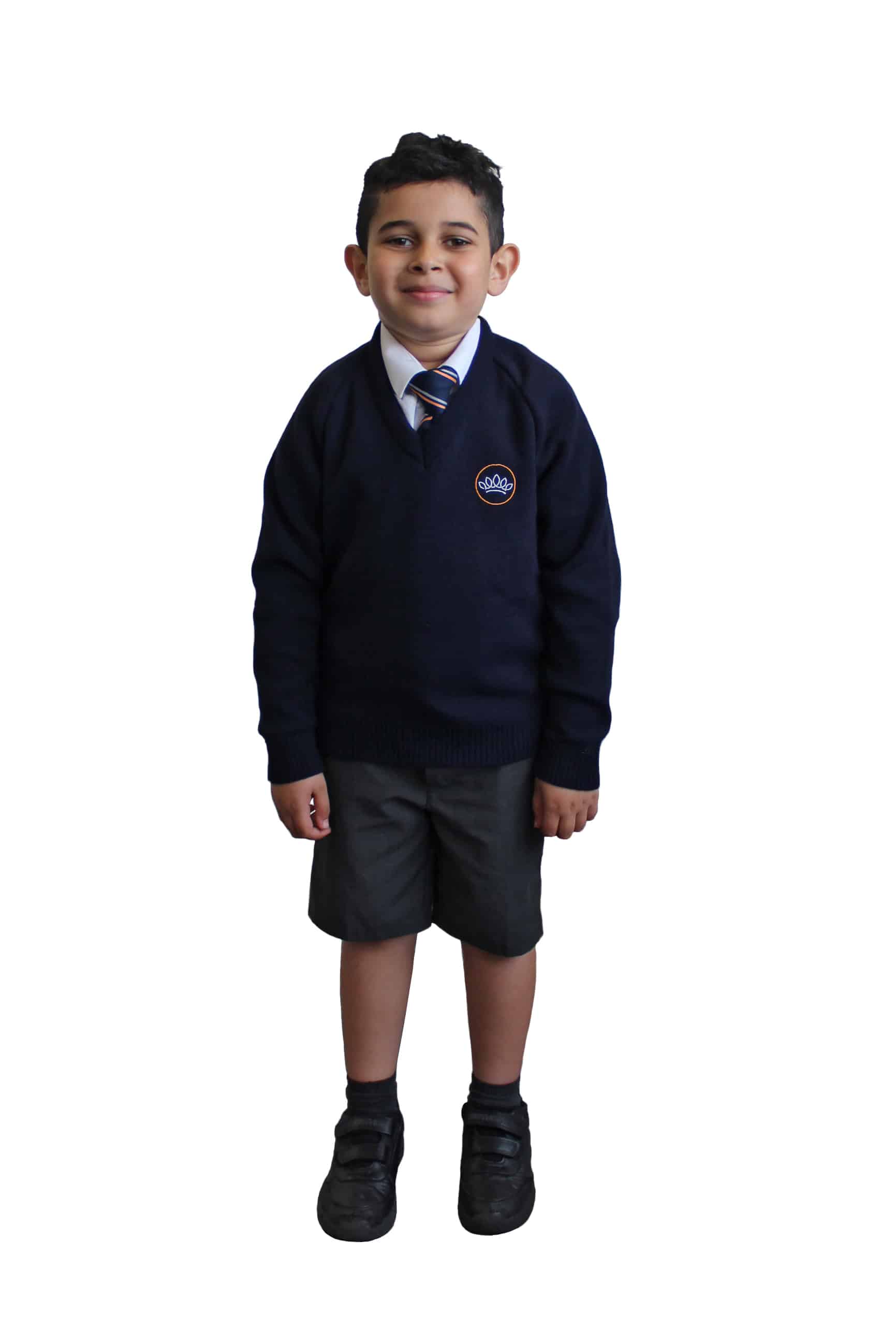 Image of male pupil at Crown Street Primary School wearing uniform without the blazer.